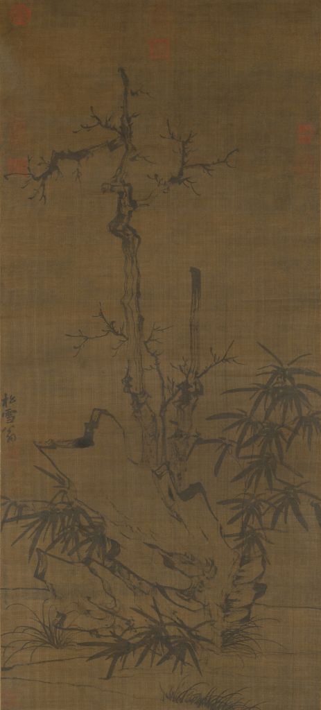 图片[1]-Zhao Mengfu’s ancient wood, bamboo and stone picture axis-China Archive